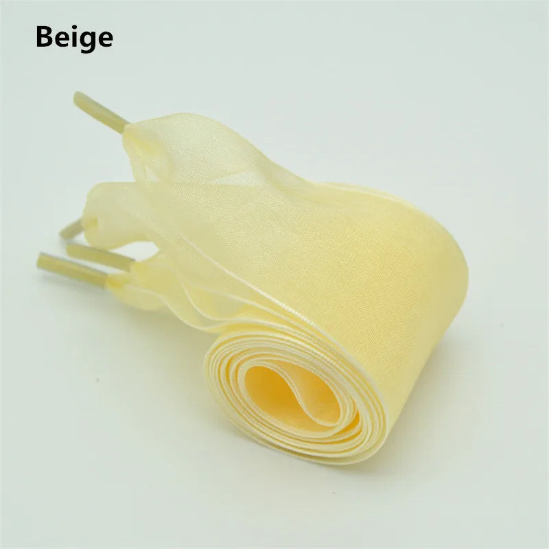 Wide 4cm Transparent Chiffon Silk Flat Shoelaces With Big Bow 👟🎀