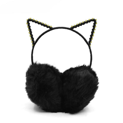 ✨ Kawaii Cat Ear Earmuffs for Girls & Women 🐾 | Sparkly Rhinestone Warmth! ❄️