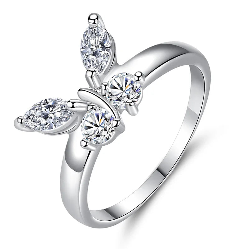 Kawaii 925 Silver Butterfly Ring 🌸✨ | Cute Cubic Zirconia Jewelry for Women & Girls 🦋 | Perfect for Engagements & Parties! 🎉💖