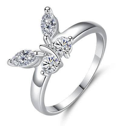 Kawaii 925 Silver Butterfly Ring 🌸✨ | Cute Cubic Zirconia Jewelry for Women & Girls 🦋 | Perfect for Engagements & Parties! 🎉💖