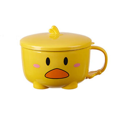 Adorable Kawaii Duck Stainless Steel Ramen Bowl 🍜✨ | Large Capacity Bento Box with Lid for Instant Noodles & More! 🥢💖