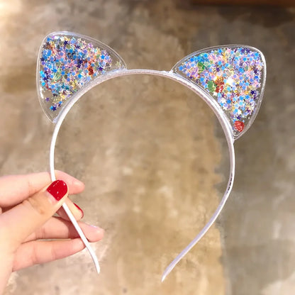 Kawaii Sparkling Cat Ears Hairband 🎀✨ - Adorable Sequin Headband for Girls | Cute Princess Hair Accessories 🐱💖