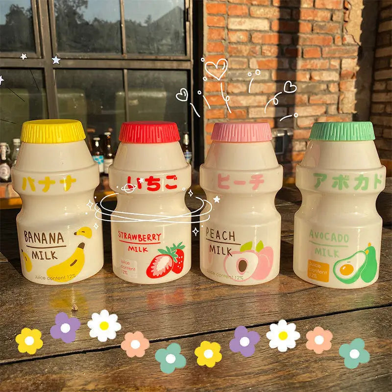 🍉 Cute & Colorful 480ml Frosted Fruit Water Bottle - Adorable Milk Carton Design for Kids! 🍑
