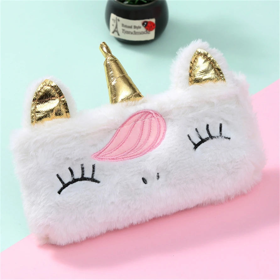 Kawaii Plush Unicorn Pencil Case 🦄✨ | Cute School Supplies & Stationery Storage Bag 🎒✏️