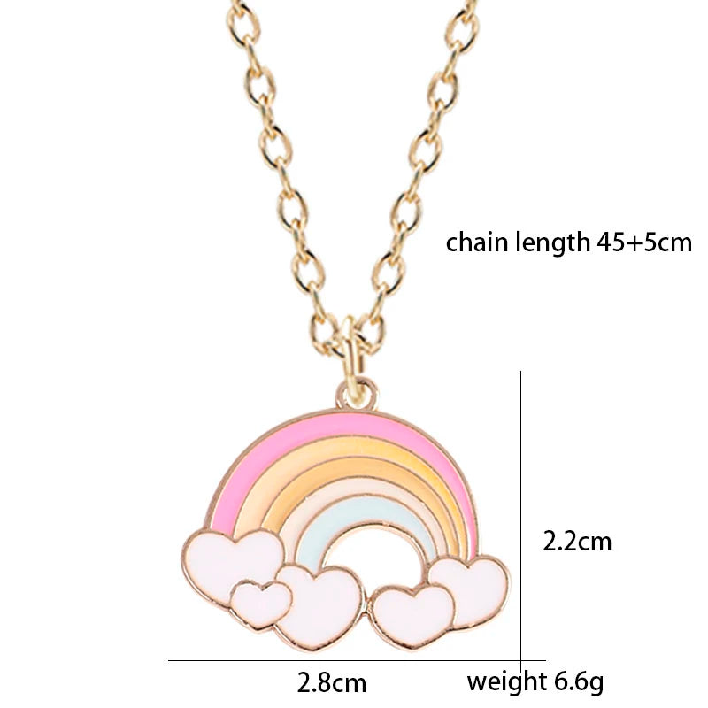 Kawaii Rainbow Heart Cloud Pendant Necklace 🌈✨ | Cute Choker for Parties & Gifts 🎁💕