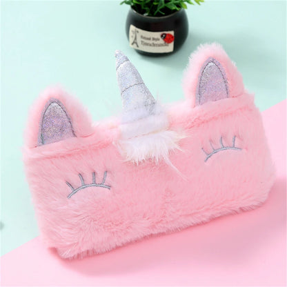 Kawaii Plush Unicorn Pencil Case 🦄✨ | Cute School Supplies & Stationery Storage Bag 🎒✏️