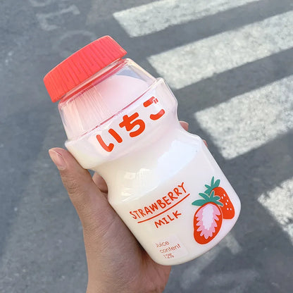 🍉 Cute & Colorful 480ml Frosted Fruit Water Bottle - Adorable Milk Carton Design for Kids! 🍑