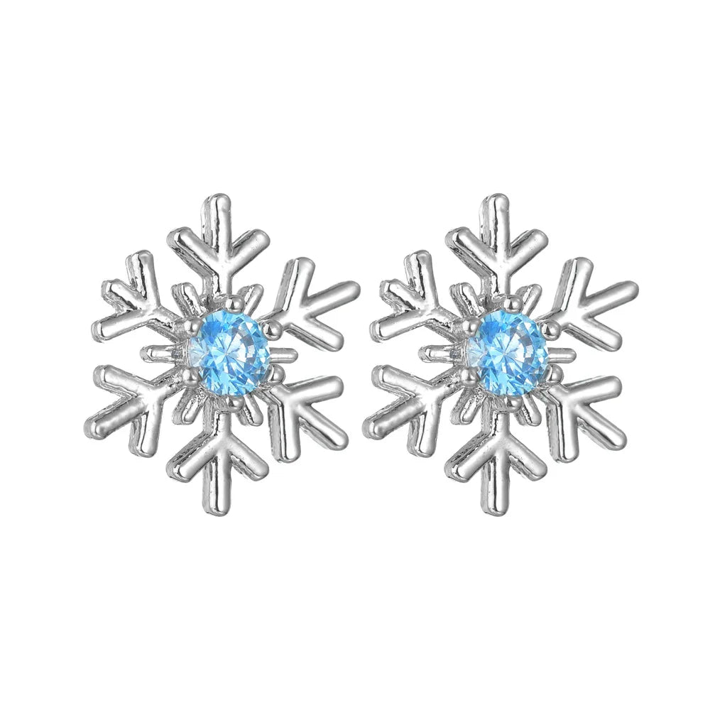 Delicate Snowflake Charm Stud Earrings Women Christmas Gift Crystal Zircon ❄️✨