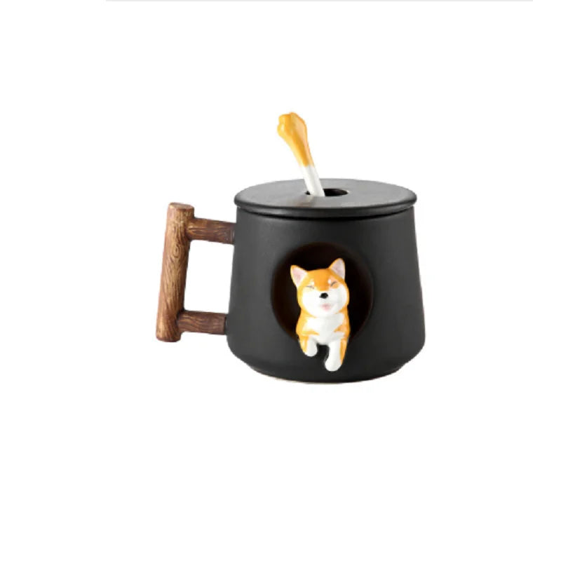 Kawaii 3D Shiba Inu Ceramic Mug 🐶💕 | Adorable Cute Dog Coffee & Tea Cup with Spoon!