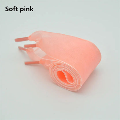 Wide 4cm Transparent Chiffon Silk Flat Shoelaces With Big Bow 👟🎀