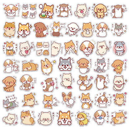 Adorable 50 pcs Kawaii Fluffy Dog Stickers 🐶✨ - Waterproof PVC for Scrapbooking & DIY Journals! 🎨📒 Perfect Gift & Decor!