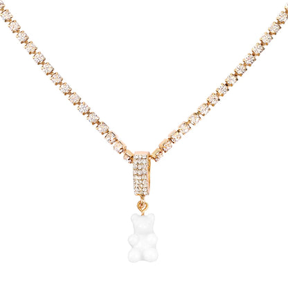 ✨Whimsical Gummy Bear Crystal Choker Necklace 🍬💖 - Adorable Multi-layered Clavicle Chain for Trendy Women!