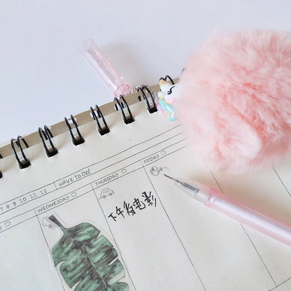 Kawaii Unicorn Plush Gel Ink Pen 🦄✨ | Cute Winter Stationery for School & Office | 0.5mm Writing Magic!