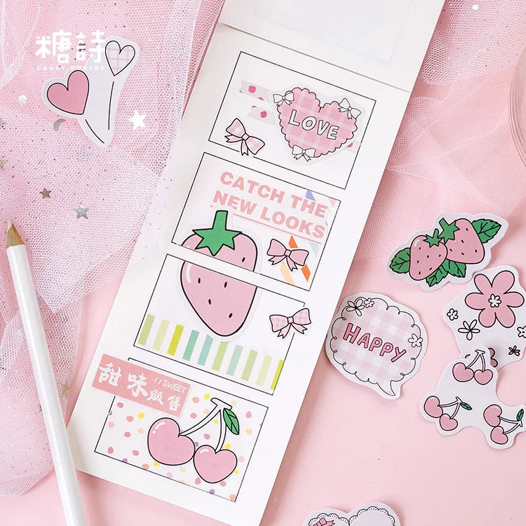 🍓 Kawaii Strawberry Delight Stickers Box - Adorable Scrapbooking & Planner Essentials! 🌸