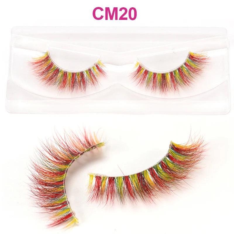 Kawaii Rainbow Mink Lashes 🌈 | 3D/5D Colorful Faux Eyelashes for Cosplay & Halloween 🎉