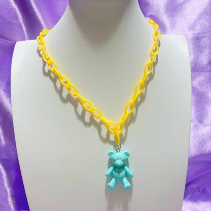 Kawaii Rainbow Bear Pendant Necklace for Women 🌈✨ | DIY Egirl Jewelry | Trendy Y2K Aesthetic Accessories 🎉🐻