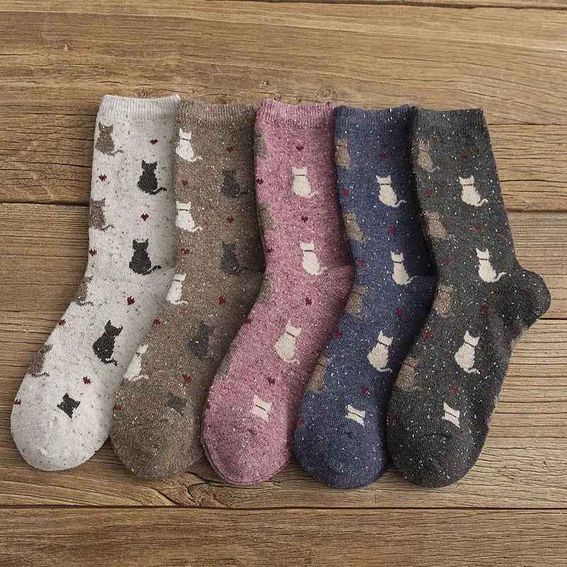 🐾 Cozy Cat Cuddles: Adorable Japanese Style Thick Socks for Women 🐱✨