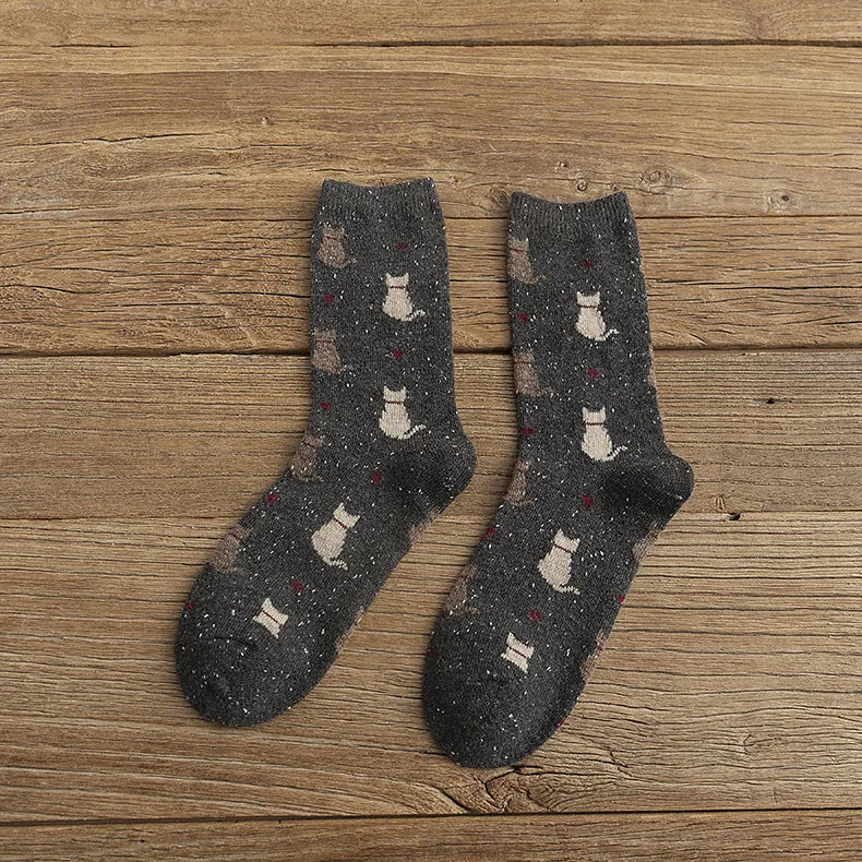 🐾 Cozy Cat Cuddles: Adorable Japanese Style Thick Socks for Women 🐱✨