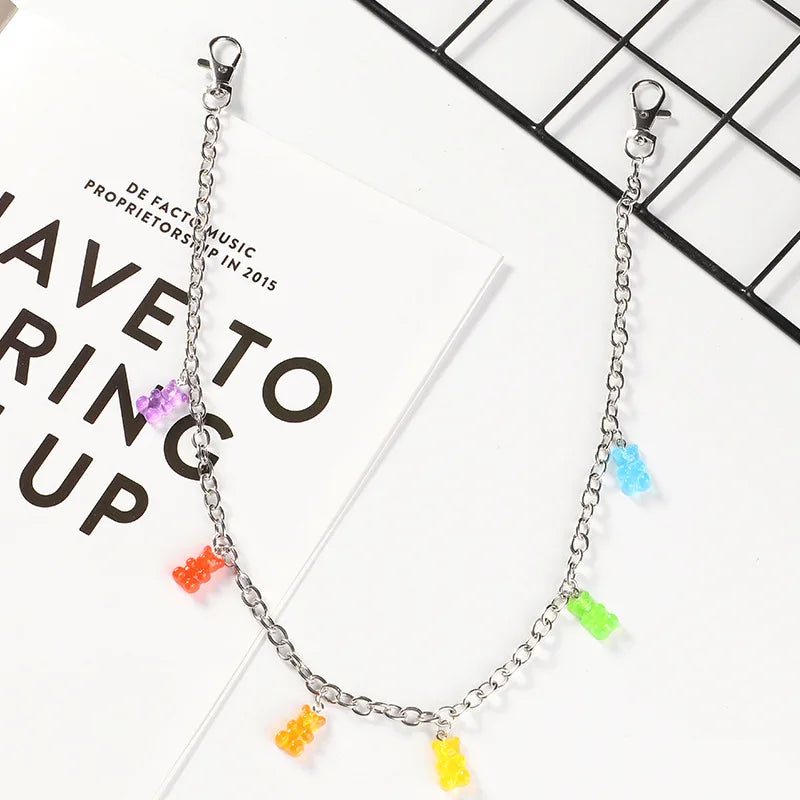 Kawaii Rainbow Resin Keychain 🌈✨ | Cute Hip Hop Waist Chain for Men & Women | Colorful Acrylic Flower Punk Jewelry 🌸💖