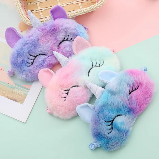 Kawaii Cartoon Unicorn Sleep Mask 🦄✨ | Cute Plush Eye Shade for Kids 🎁 | Cozy Travel Blindfold for Sweet Dreams 🌙💤