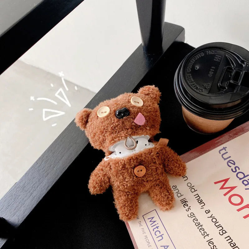 Kawaii 3D Plush Bear Earphone Case 🐻✨ for AirPods 1 2 3 4 Pro2 - Cute & Protective Silicone Cover! 🎧💖