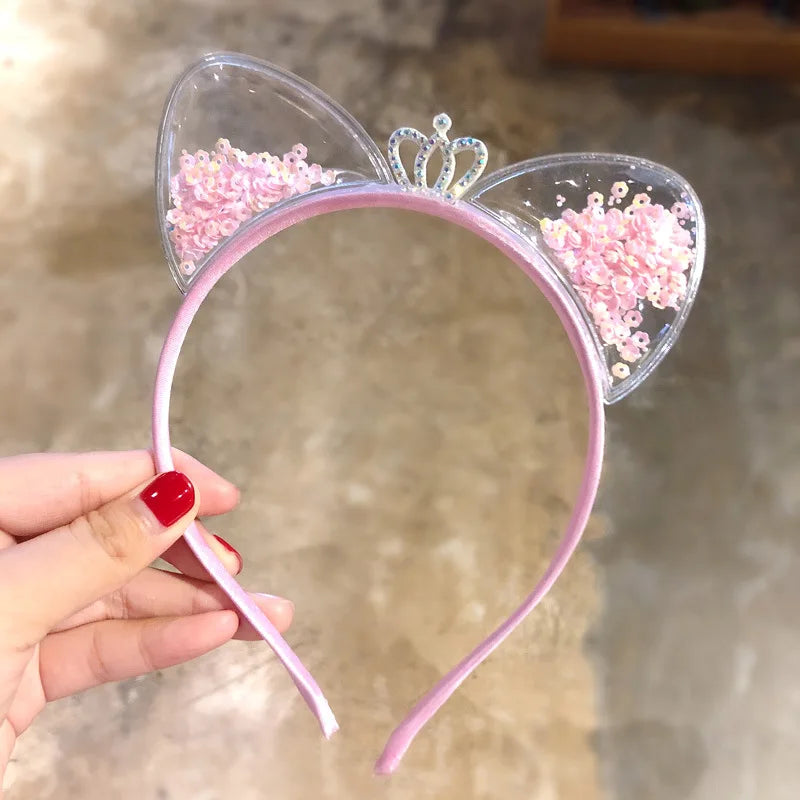 Kawaii Sparkling Cat Ears Hairband 🎀✨ - Adorable Sequin Headband for Girls | Cute Princess Hair Accessories 🐱💖