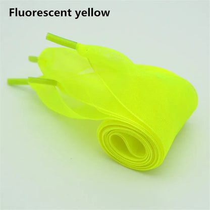 Wide 4cm Transparent Chiffon Silk Flat Shoelaces With Big Bow 👟🎀