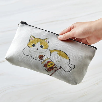 Adorable Kawaii Cat Makeup Bag 🐾✨ - Cute Canvas Cosmetic Organizer for Travel & Toiletries! 👜🌈