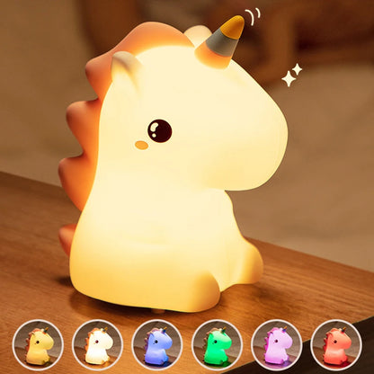 Kawaii Unicorn LED Night Light 🌈✨ - Adorable Touch Lamp for Kids' Rooms 🦄💖 - USB Rechargeable Cartoon Decor & Perfect Gift!