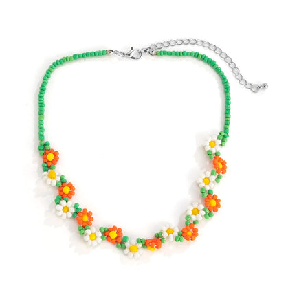 🌈 Boho Chic Rainbow Seed Beads Choker 🌸 Kawaii Floral Necklace for Women ✨ Trendy Korean Fashion Jewelry