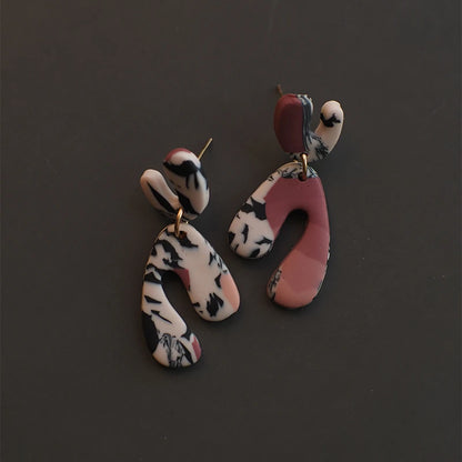 Turquoise Marble Drop Earrings Set Lightweight Polymer Clay Geometric 🎀✨