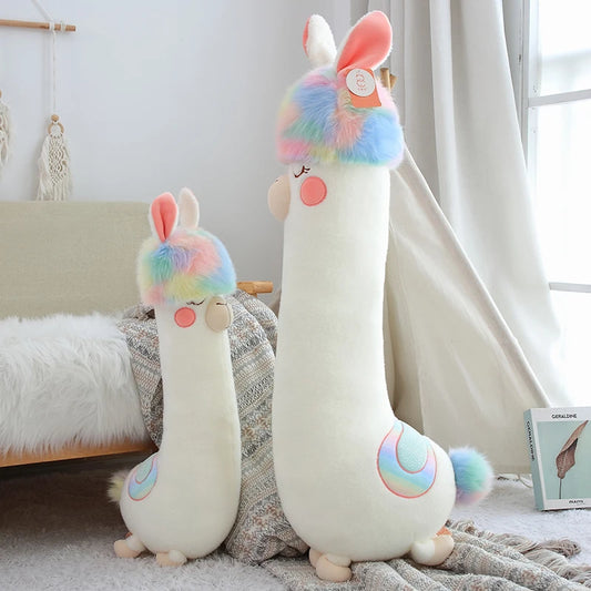 Kawaii Colorful Alpaca Plushie 🦙💖 | Soft & Cute Stuffed Llama Pillow for Sweet Dreams 🌙✨