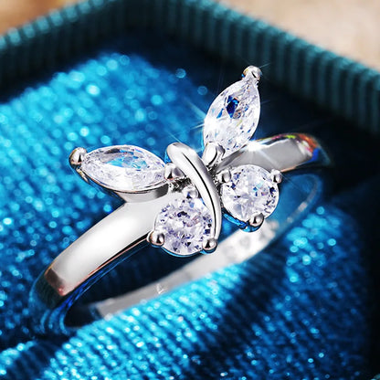 Kawaii 925 Silver Butterfly Ring 🌸✨ | Cute Cubic Zirconia Jewelry for Women & Girls 🦋 | Perfect for Engagements & Parties! 🎉💖