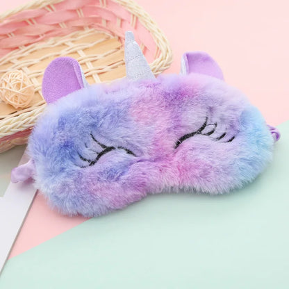 Kawaii Cartoon Unicorn Sleep Mask 🦄✨ | Cute Plush Eye Shade for Kids 🎁 | Cozy Travel Blindfold for Sweet Dreams 🌙💤