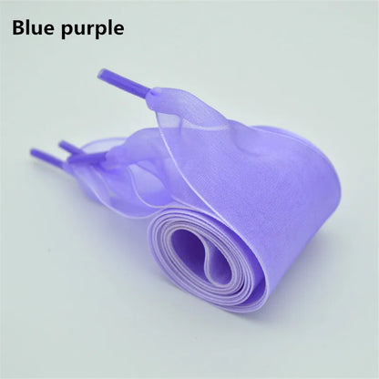 Wide 4cm Transparent Chiffon Silk Flat Shoelaces With Big Bow 👟🎀