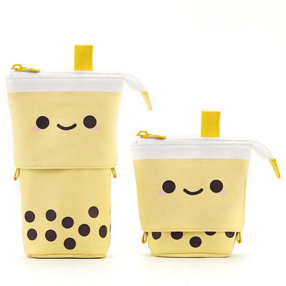 Kawaii Boba Milk Tea Pencil Case 🥤✨ | Cute Retractable Pen Holder & Stationery Organizer for Kids 🎨🌈