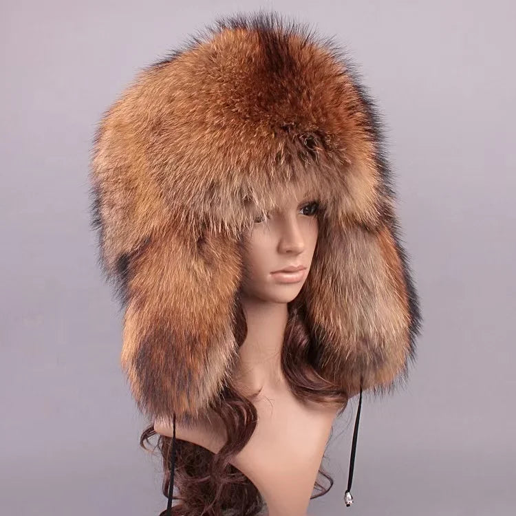 Cozy Winter Warm Raccoon Fur Lei Feng Hat For Outdoor Daily Use ❄️🐾