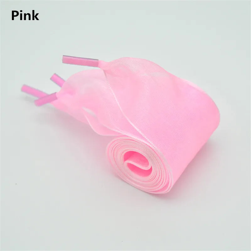 Wide 4cm Transparent Chiffon Silk Flat Shoelaces With Big Bow 👟🎀