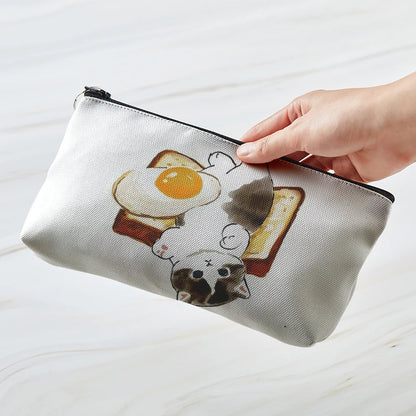 Adorable Kawaii Cat Makeup Bag 🐾✨ - Cute Canvas Cosmetic Organizer for Travel & Toiletries! 👜🌈