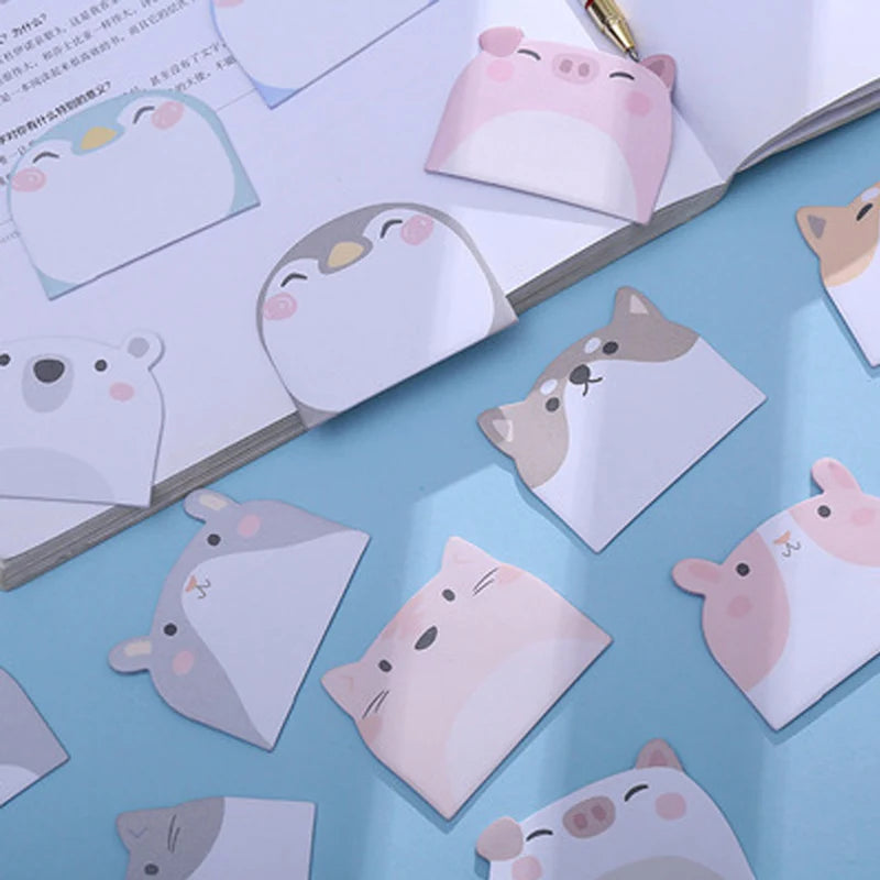 🐧✨ Adorable Animal Sticky Notes Set - 45 Sheets of Fun Penguin, Pig, Bear, & Cat Memo Pads for Students! 🎉📚