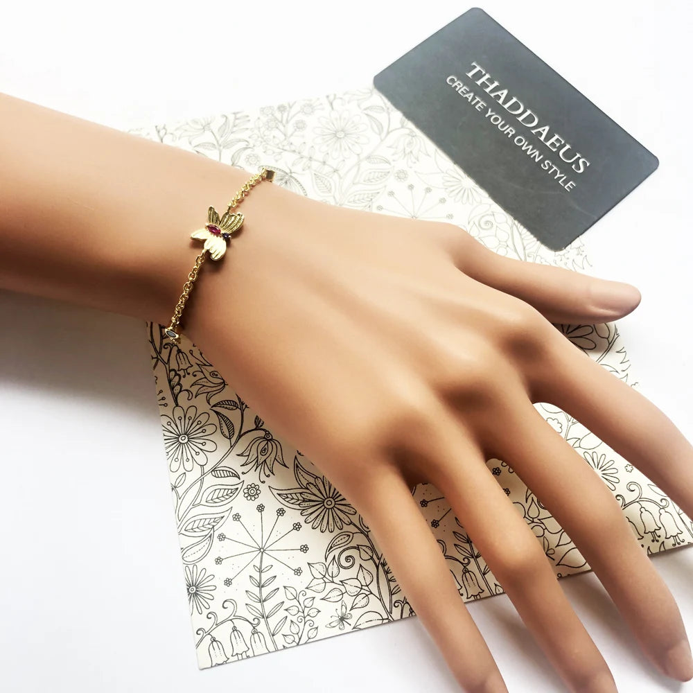 Kawaii Gracile Butterfly Bracelet 🌸✨ | Gold Link Chain 925 Sterling Silver 🦋 | Charming Fashion Jewelry Gift for Women 💖