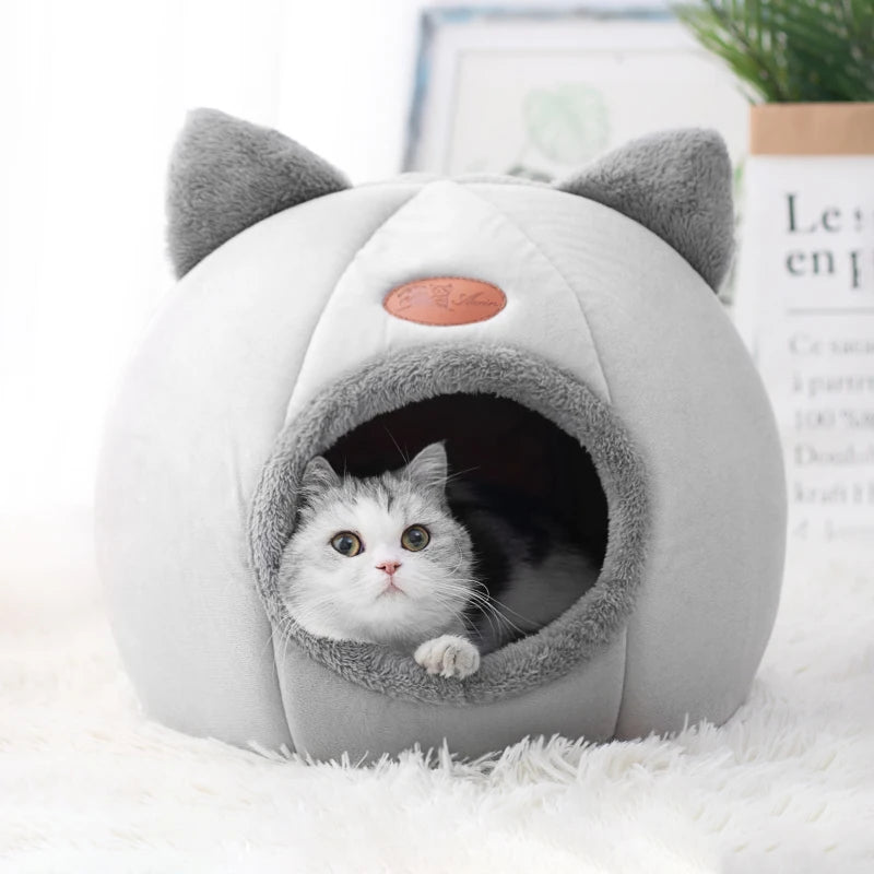 Kawaii Cozy Winter Cat Cave 🐾🌙 | Soft Cotton Pet Bed for Cats & Small Dogs 🏡✨