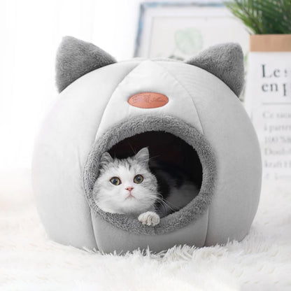 Kawaii Cozy Winter Cat Cave 🐾🌙 | Soft Cotton Pet Bed for Cats & Small Dogs 🏡✨