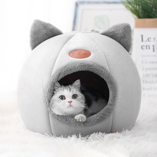 Kawaii Cozy Winter Cat Cave 🐾🌙 | Soft Cotton Pet Bed for Cats & Small Dogs 🏡✨