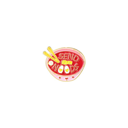 Kawaii Cartoon Ramen Enamel Pin 🍜✨ - Cute Brooch with Bowl & Chopsticks for Denim Shirts & Gifts 🎁💖