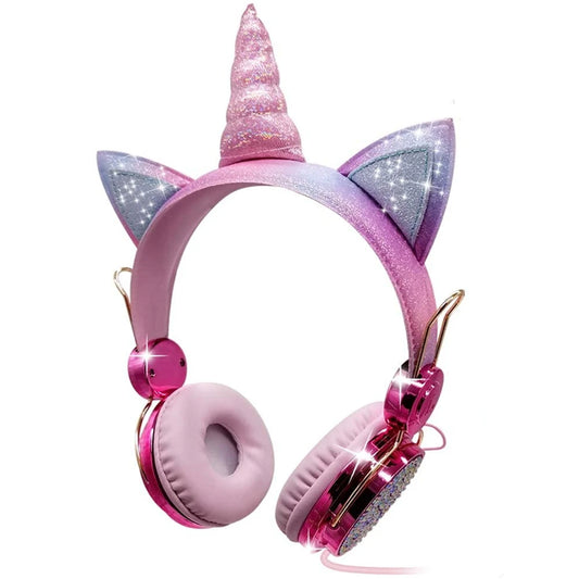 Kawaii Unicorn Pink Headphones 🎀🎶 | Adorable Wired Headset for Girls & Teens with Microphone | Perfect Gift for School & Celebrations! 🌈✨