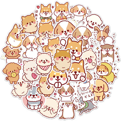 Adorable 50 pcs Kawaii Fluffy Dog Stickers 🐶✨ - Waterproof PVC for Scrapbooking & DIY Journals! 🎨📒 Perfect Gift & Decor!