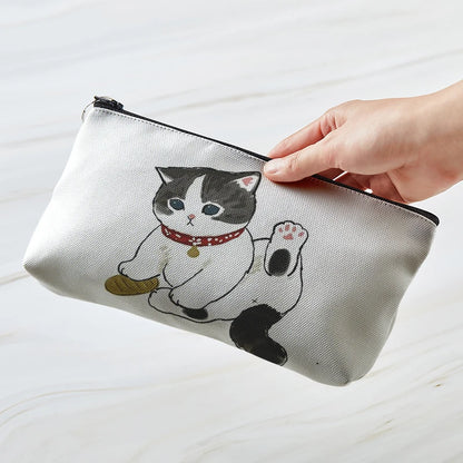 Adorable Kawaii Cat Makeup Bag 🐾✨ - Cute Canvas Cosmetic Organizer for Travel & Toiletries! 👜🌈