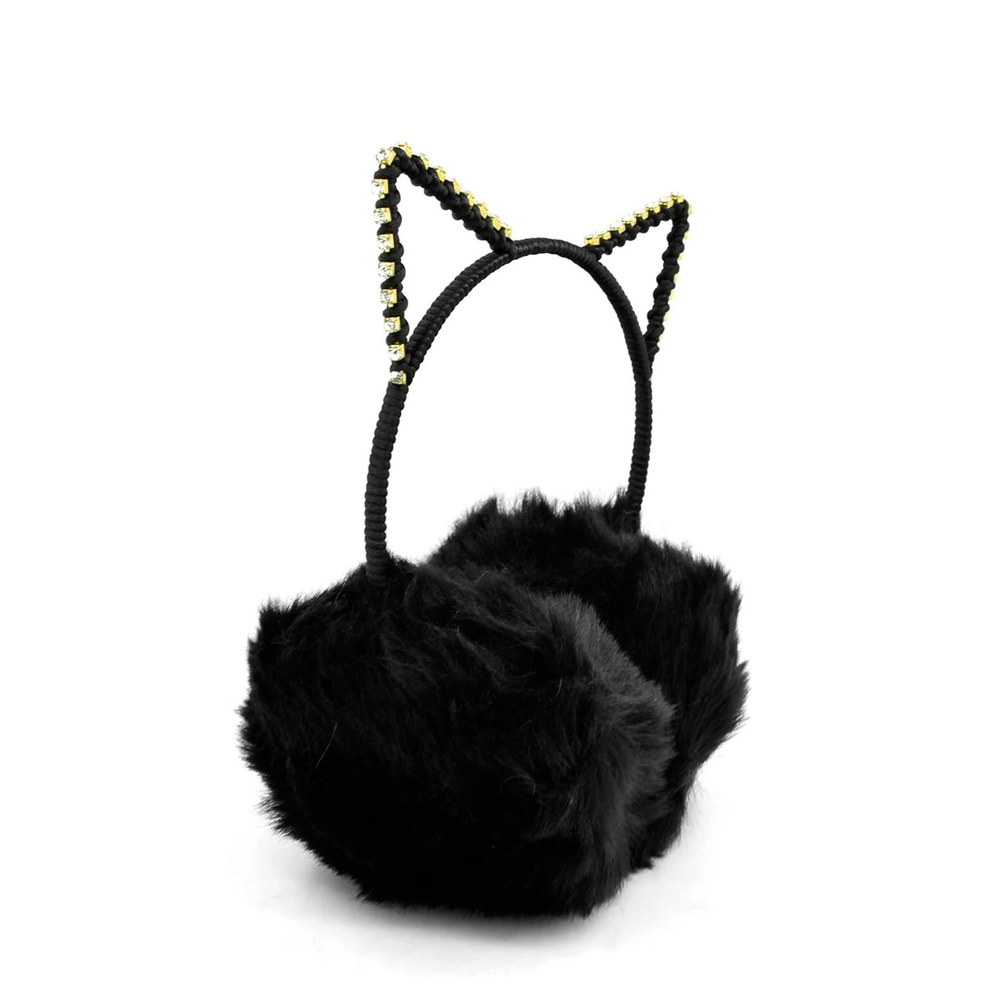 ✨ Kawaii Cat Ear Earmuffs for Girls & Women 🐾 | Sparkly Rhinestone Warmth! ❄️