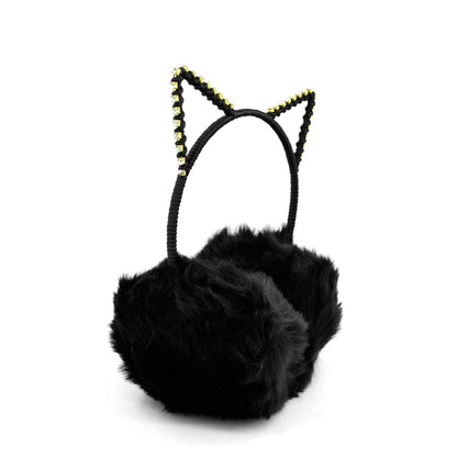 ✨ Kawaii Cat Ear Earmuffs for Girls & Women 🐾 | Sparkly Rhinestone Warmth! ❄️